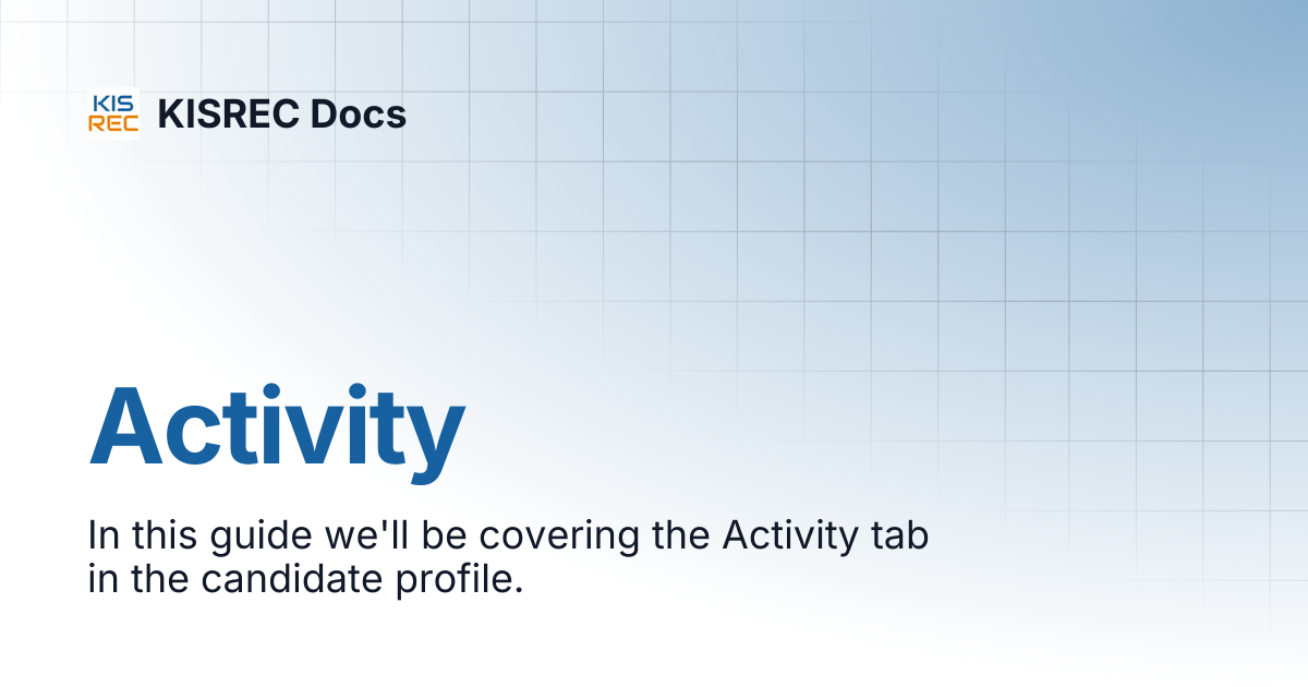 Activity | KISREC Docs